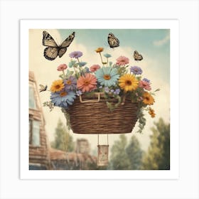 Basket Of Flowers Art Print