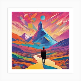 Man Walking In The Mountains Art Print