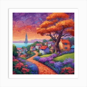 Dreamscape Pathway A Vibrant Landscape Inspired By Van Gogh (8) Art Print