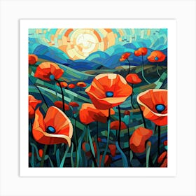 Poppies In The Field Art Print