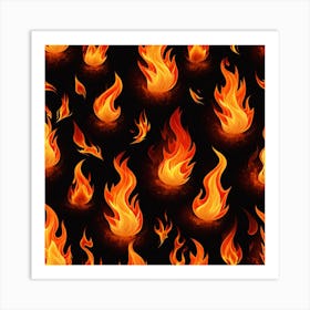 Seamless Pattern Of Fire Art Print