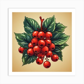 Red Berries On A Branch Art Print