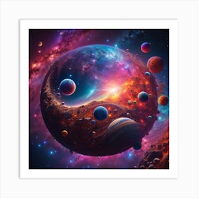 Rpg V5 A Surreal Planet In Space Illuminated By A Kaleidoscope 0 Art Print