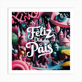 Feliz dia dos Pais typographic Happy fathers day for brazilian portuguese language greeting card postcard and congratulation fathers day dad,daddy,father,fathers day,dad,pai,family illustration wall art, clop art 8 Art Print