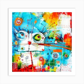 Sun Jellycat - Abstract Kitty Art Print