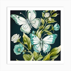 Watercolor Butterflies Art Print