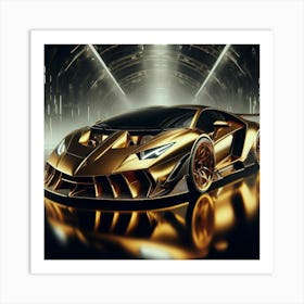 Golden Lamborghini 35 Art Print