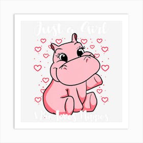 Just A Girl Who Loves Hippos Woman Cute Art Print