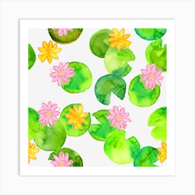 Water Lily watercolor Pattern Art Print