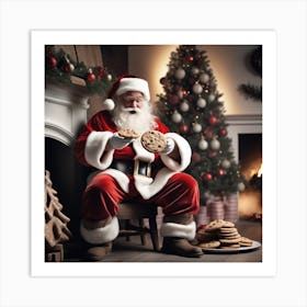 Santa Claus Eating Cookies 11 Art Print