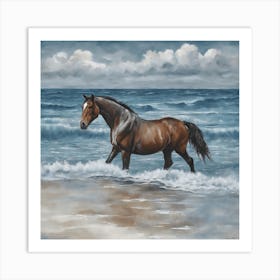 Horse In The Ocean Art Print Art Print