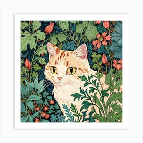 Cat In Flowers 6 Art Print