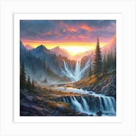 Sunset In The Mountains Art Print