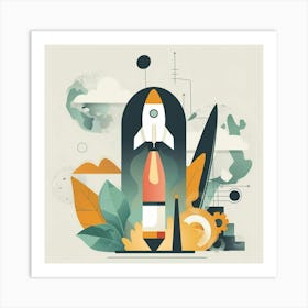 Illustration Of A Rocket 1 Art Print