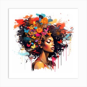 Maraclemente Abstract Black Woman Cartoonish With Colorful Hair 82e3ae31 25a6 4c36 8732 E38181b77727 Art Print