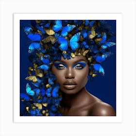 Blue Butterfly Portrait 1 Art Print