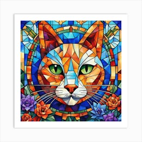 Stained Glass Cat Art Print