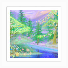 Pastel Mountain Landscape Art Print