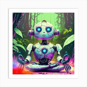 Robot In The Forest 1 Art Print