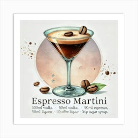 Espresso Martini Cocktail Art Print