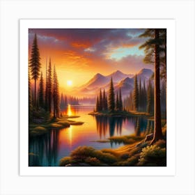 Sunset In The Mountains 151 Art Print