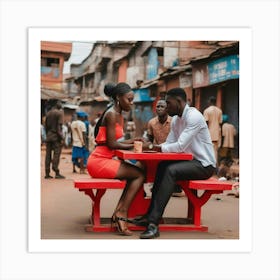 Nigerian Couple Sitting At Table Art Print