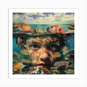 Underwater Portrait Of A Child Art Print