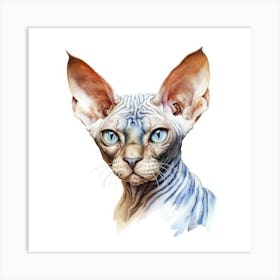 Don Sphynx Blue Eyed Cat Portrait 1 Art Print