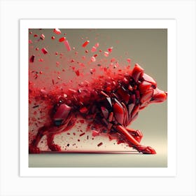 Dog from red glass Art Print