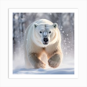 Polar Bear In The Snow Art Print