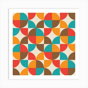 Mid Century Colorful Abstract Minimalist Semi Circles  Art Print