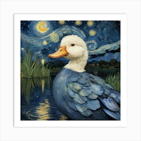 Starry Night Duck 1 Art Print