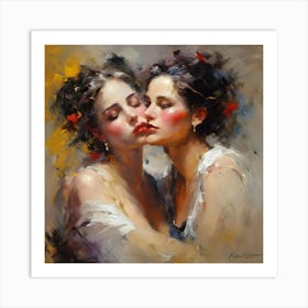 Two Women Kissing Art Print