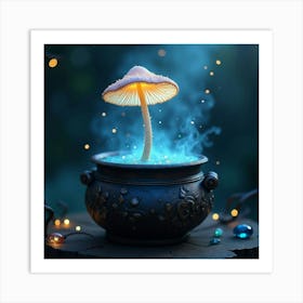 Flux Dev A Delicate Glowing Mushroom With A Cap Resembling A P 2 Art Print