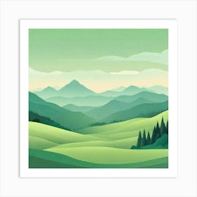 Misty mountains background in green tone 38 Art Print