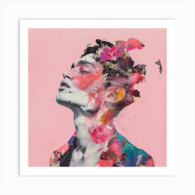 Man With Flowers On His Head Art Print