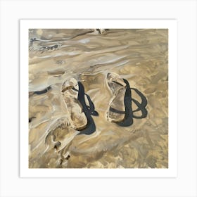 Flip Flops On The Beach Art Print