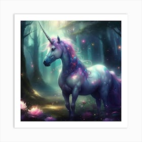 Unicorn In The Forest Art Print