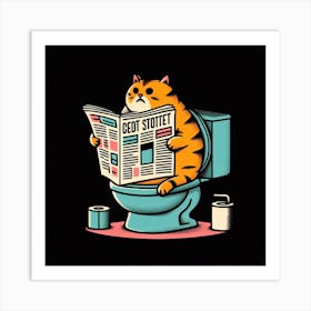 Cat Reading Newspaper 3 Art Print