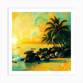 Sunset At The Beach 4 Art Print