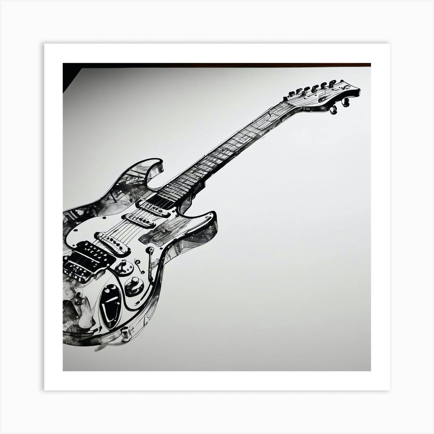 Electric guitar drawing stock vector. Illustration of graphic - 22416983