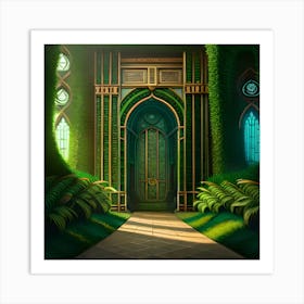 Temple Run Theme, Fairytale Castle, Green Castle, Digital Art Print, Home Decor Art Print