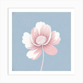 A White And Pink Flower In Minimalist Style Square Composition 119 Art Print