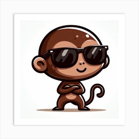 Cartoon Monkey In Sunglasses Art Print