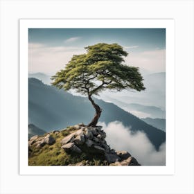 Lone Tree On Top Of Mountain 22 Art Print