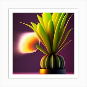 Cactus Cacti And Disco Ball Art Print Art Print