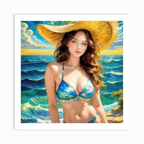 Beautiful Woman In Bikinibj Art Print