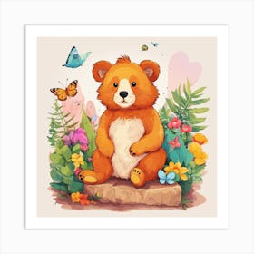 Teddy Bear In The Garden Art Print