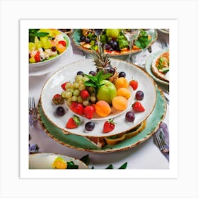 Table Setting With Fruit 1 Art Print