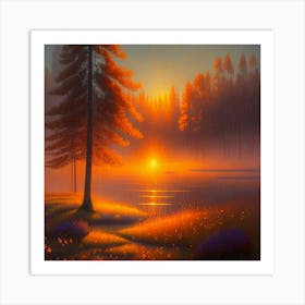 Sunset In The Forest 15 Art Print